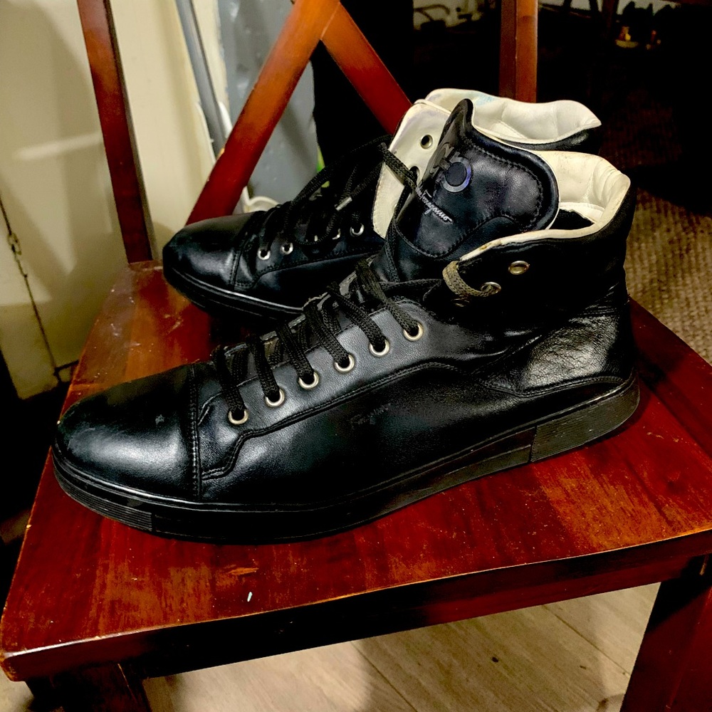 Salvatore Ferragamo all black high tops